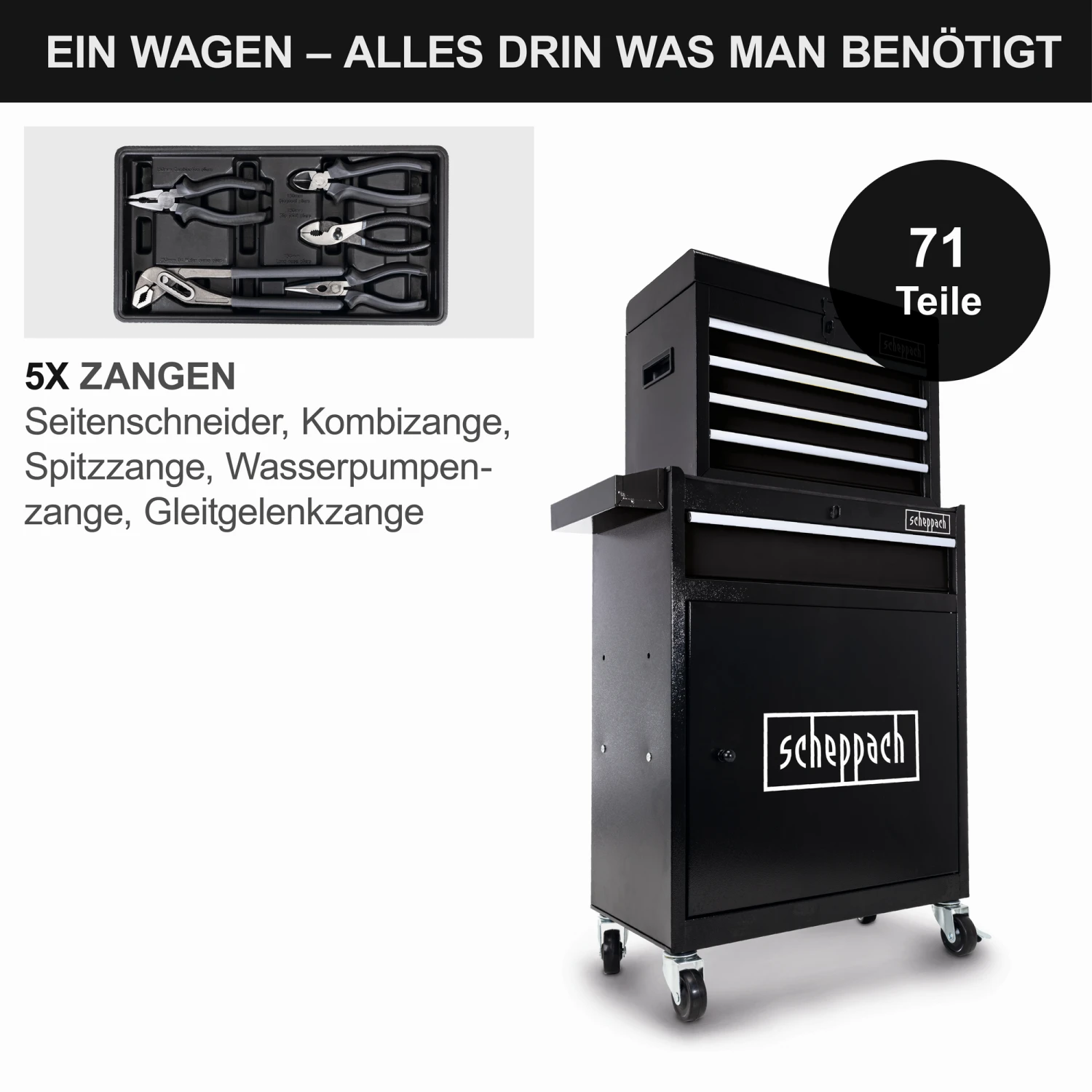 Scheppach Werkstattwagen 'WWT1200' 71-teilig 5 Scheppach Werkstattwagen 'WWT1200' 71-teilig – Bild 5
