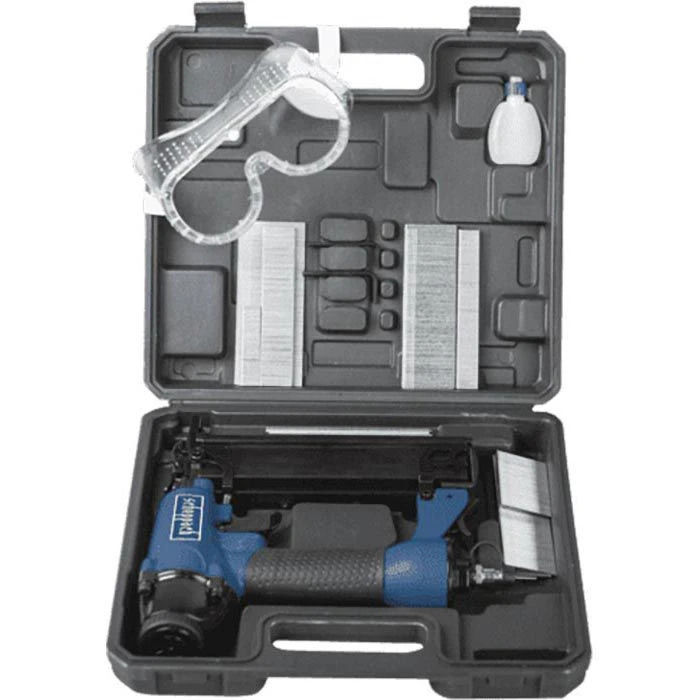 Scheppach Drucklufttacker 7906100715, 2 In 1, Für Klammern 16-40mm, Nägel 15-50mm, Inkl. Koffer 2 Scheppach Drucklufttacker 7906100715, 2 In 1, Für Klammern 16-40mm, Nägel 15-50mm, Inkl. Koffer – Bild 2