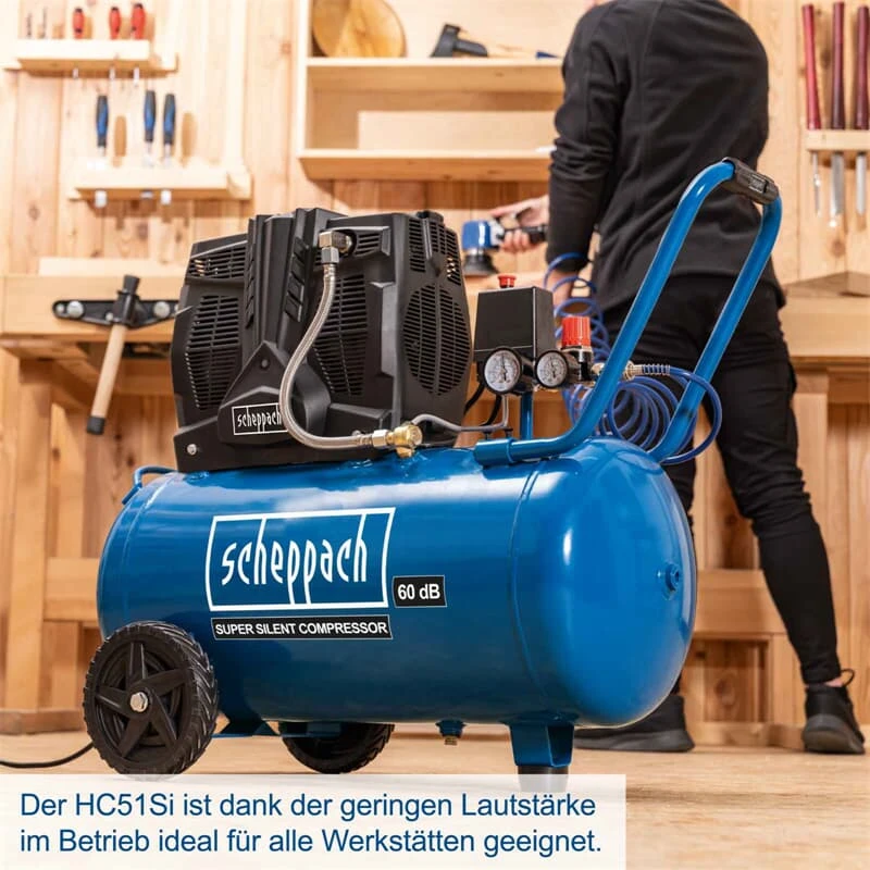 Scheppach Super Silent Ölfrei Kompressor HC51Si Doppelzylinder Flüster Leise 5 Scheppach Super Silent Ölfrei Kompressor HC51Si Doppelzylinder Flüster Leise – Bild 5