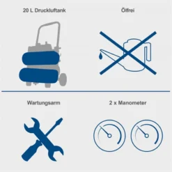 Scheppach Ultra Silent Ölfrei Kompressor HC20Si Twin Flüster Leise Doppeltank -Sheppach Store 5906145901 keyfact de3 sth 20032023